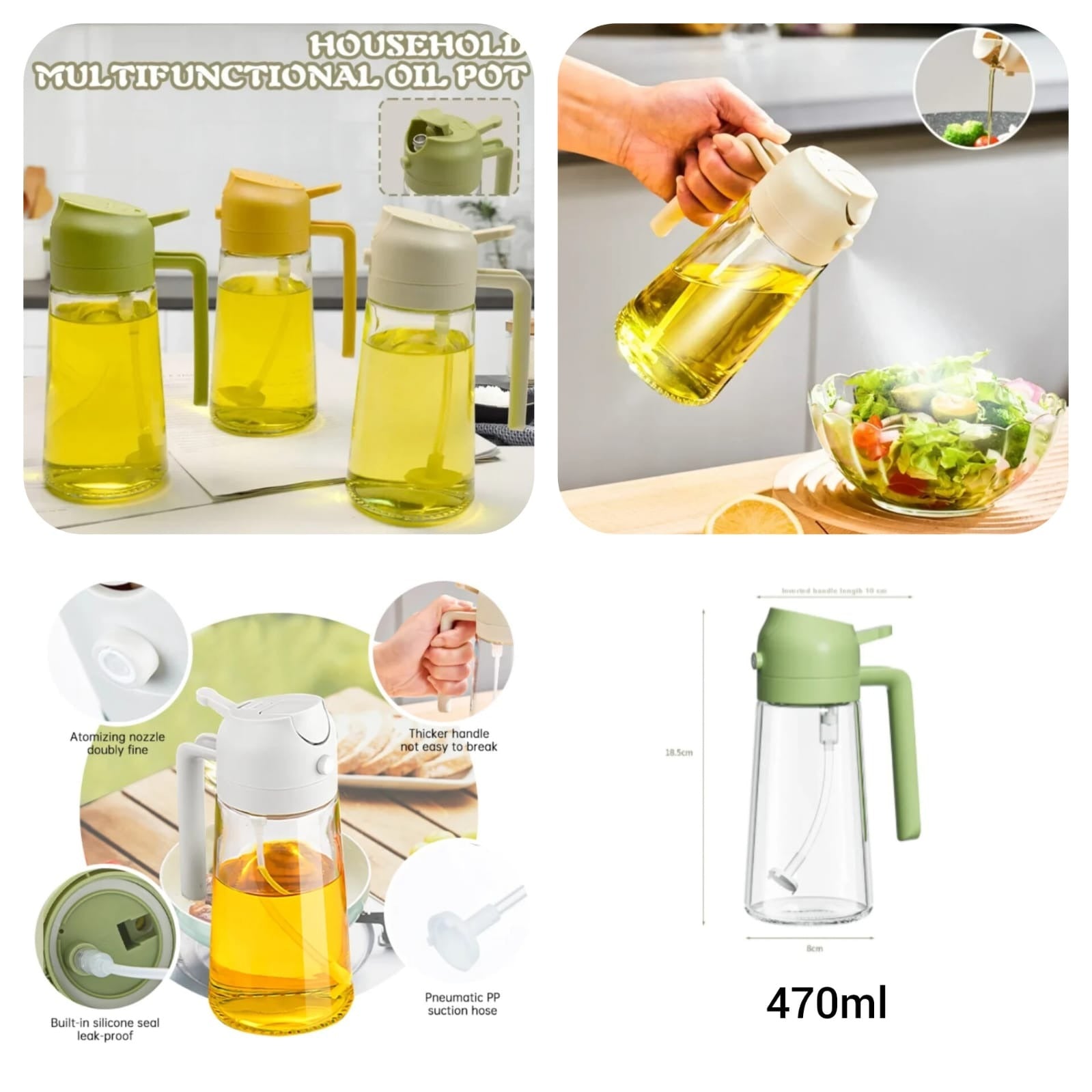 2-in-1 Oil Spray Bottle | Adjustable Mist & Dispenser |