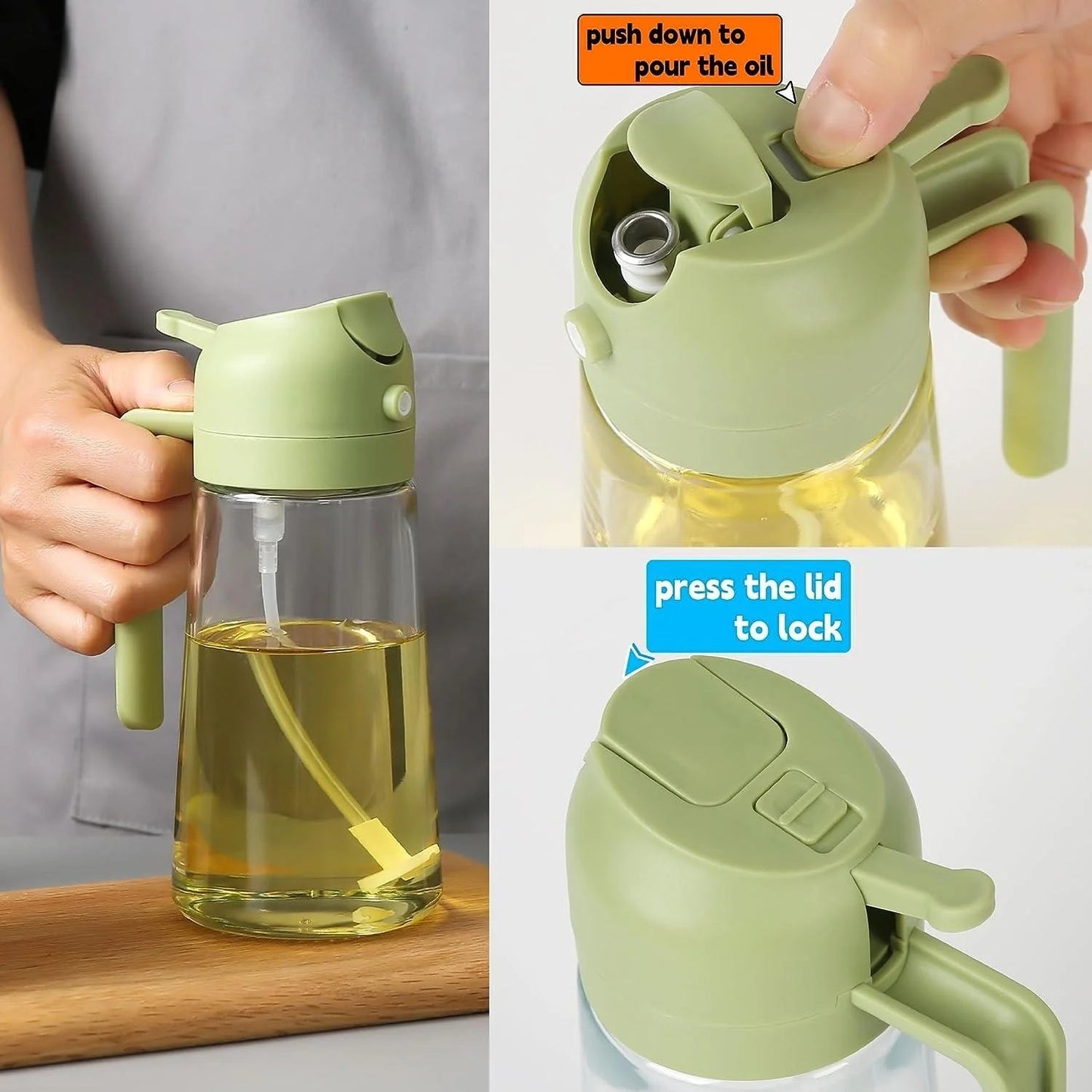 2-in-1 Oil Spray Bottle | Adjustable Mist & Dispenser |