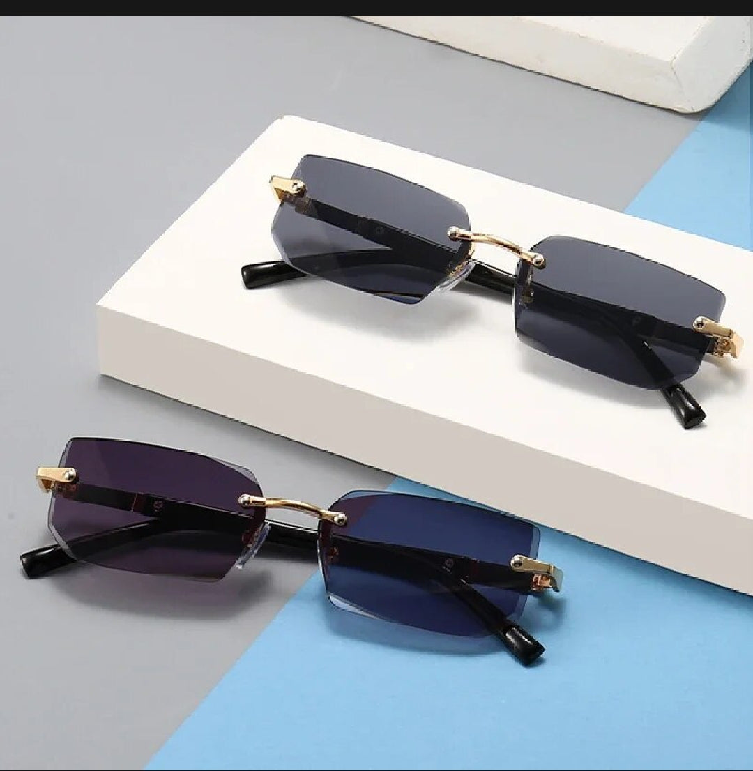 HIGH QUALITY RIMLESS SUNGLASSES DESIGNER SHADES CUTTING LENS UNISEX