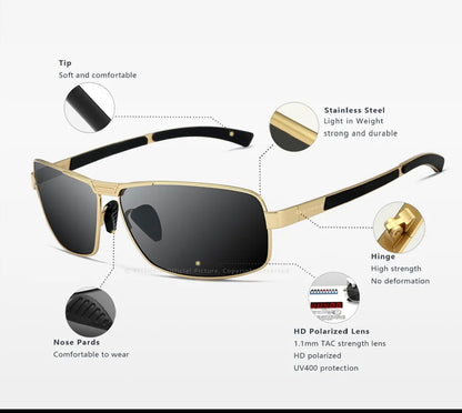 NEW METAL HIGH QUALITY 2025 DESIGN SQUARE UV400 POLARIZED SUNGLASSES SPECIALLY FOR MALE