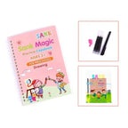 Sank Magic Practice Book Set 4 Books with Pen & 10 Refills Kids Handwriting Learning Kit