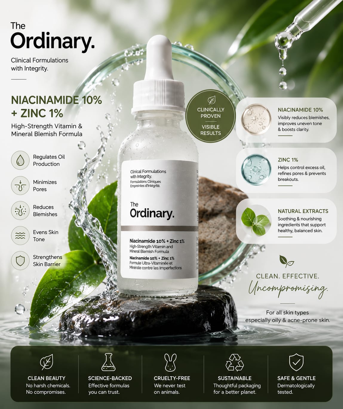 The Ordinary Niacinamide 10% + Zinc 1% Face Serum | Oil Control, Brightening & Pore Minimizing Skincare