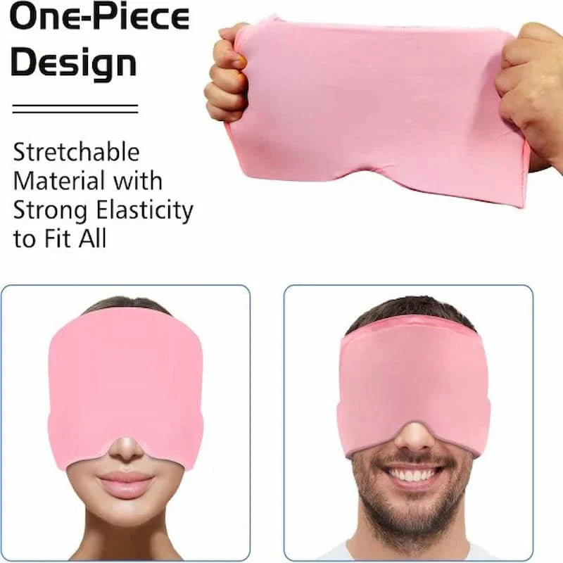 Migraine Relief Cap – Hot & Cold Therapy Gel Headache Hat with Ice Pack Eye Mask for Pain, Stress & Tension Relief