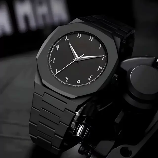 Black Minimalist Analog Wrist Aura Watch